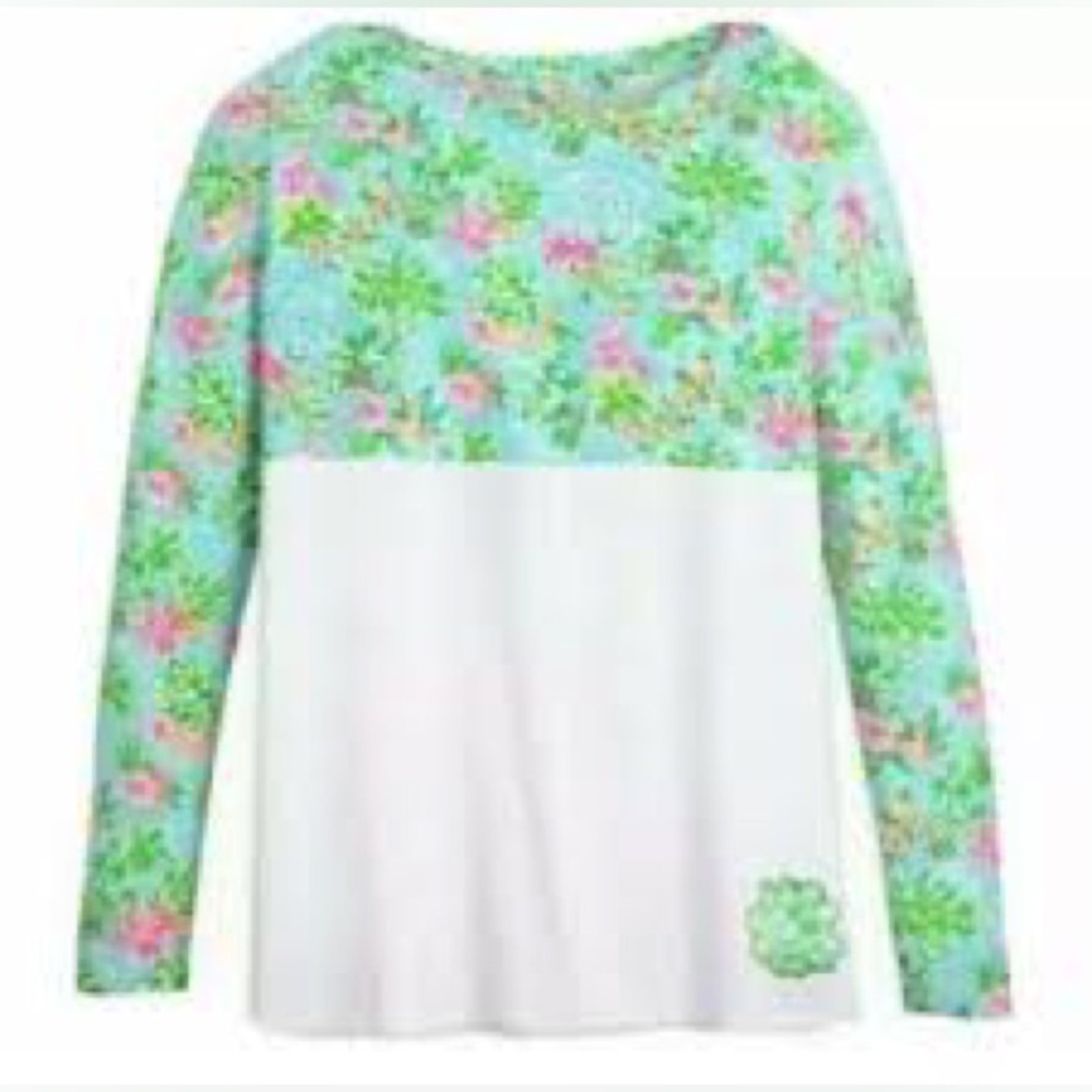 Disney Parks Lilly Pulitzer Mickey Minnie Mouse Finn Logo Long Sleeve T-Shirt